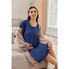 Ekouaer Nursing Nightown Labor and Delivery Gown for Hospital Pleated Breastfeeding Dress Short Sleeve Maternity Sleepwear Navy Blue L - 4 of 4