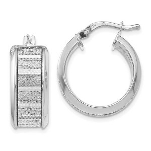 Black Bow Jewelry 8mm Glitter Inlay Round Hoop Earrings in Sterling Silver, 20mm - 1 of 3