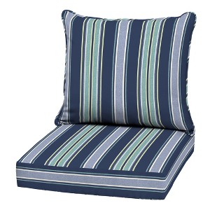 ARDEN Outdoor Deep Seat Cushion Set, 22 in x 24 in, Weather-Proof, Rain-Proof, Fade Resistant Patio Cushion Sapphire Aurora Blue Stripe - 1 of 4