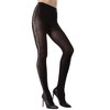 Memoi Women's Sultry Lace Inset Opaque Nylon Tights Black S-M - 2 of 4