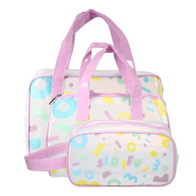 Unique Bargains Women's Durable Cosmetic Bag Purple 3 Pcs