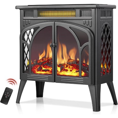 ZAFRO Electric Fireplace Stove Heater with Remote Control, 25" Fireplace Heater, Adjustable Brightness and Heating Mode, Overheating Safe Design