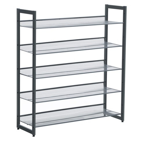 SONGMICS 12-Tier Shoe Rack Tall Metal Shoe Storage Organizer Grey