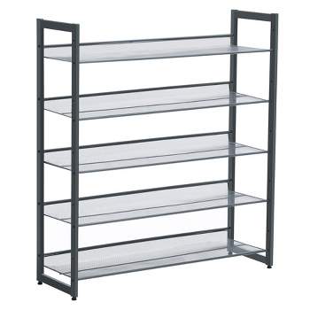 SONGMICS Shoe Rack 5-Tier Stackable Shoe Storage Shelf for 20 to 25 Pairs of Shoes Gray