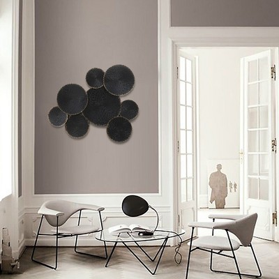 Large Black and Gold Iron Abstract Wall Sculpture