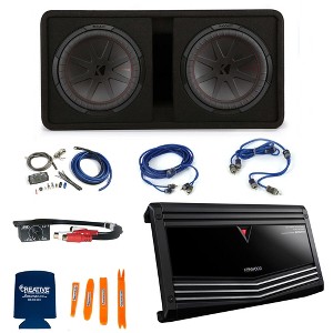 Kicker 12" Subs Enclosure, Kenwood Amp w/ PAC Controller & Kicker Power Kit. - 1 of 4