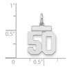 Black Bow Jewelry Sterling Silver, Athletic Collection, Small Polished Number 50 Pendant - 2 of 3