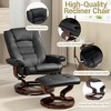 Bosmiller Recliner Chair with Ottoman, Swivel Wood Base, Accent Chair, Faux Leather Lounge Chair with Footrest for Living Room and Bedroom, Black - 4 of 4