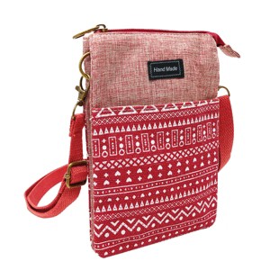 Wrapables Mini Crossbody Cell Phone Bag, Red Deco - 1 of 4