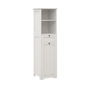 Sevobal Bathroom Storage Cabinets, Floor Organizer with Flip Drawer and Open Storage Shelf for Bathroom, White, 15.74"*13.77"*55.11" - 1 of 4