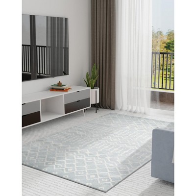 Light Blue Trellis 6' x 9' Synthetic Area Rug