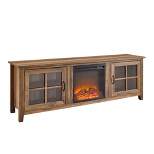 Tasi Transitional Farmhouse Glass Window Pane Door with Electric Fireplace TV Stand for TVs up to 80" - Saracina Home