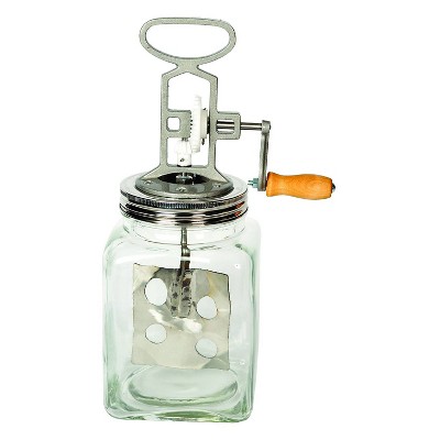 Lehman's Large Dazey Butter Churn, Vintage Style Hand Crank, Glass and Stainless Steel, Makes up to 2.5 quarts