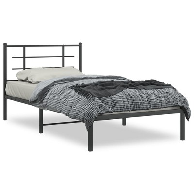 vidaXL Metal Bed Frame with Headboard Black 39.4 in.x78.7 in.