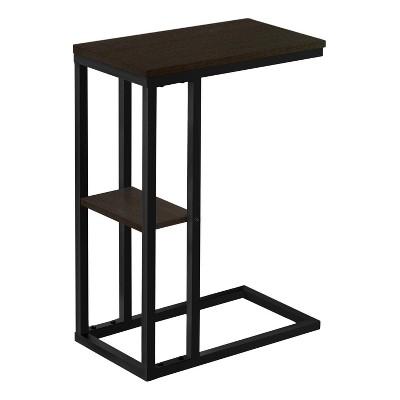 Monarch Specialties Accent Table C-Shaped End Side Snack Living Room Bedroom Metal Laminate Brown Black Contemporary Modern