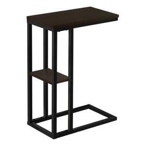 Monarch Specialties Accent Table C-Shaped End Side Snack Living Room Bedroom Metal Laminate Brown Black Contemporary Modern - 1 of 4