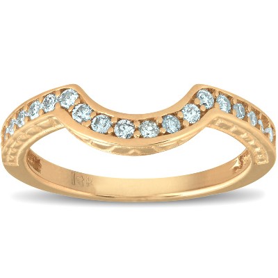Pompeii3 1/4ct Vintage Diamond Curved Guard Ring 14K Rose Gold