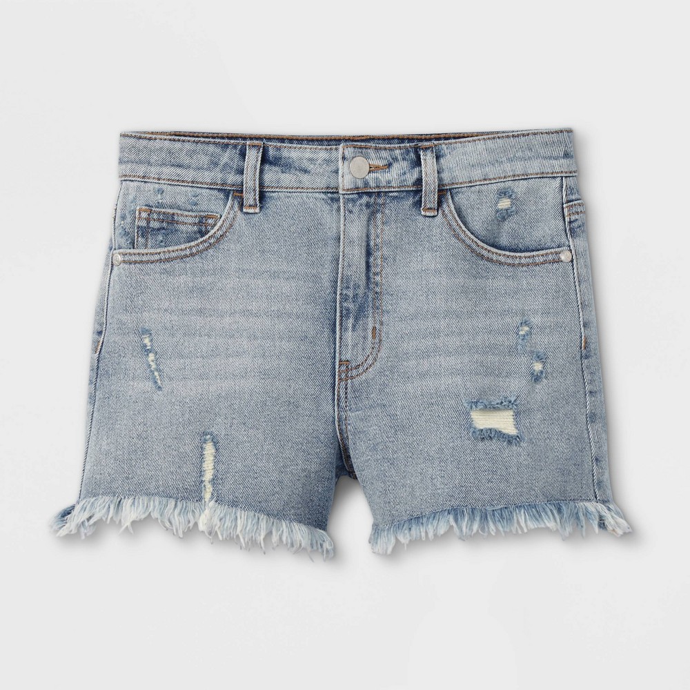 Size XXL (18) Girls' A-Line High-Rise Jean Shorts - art class Medium Wash Medium Blue