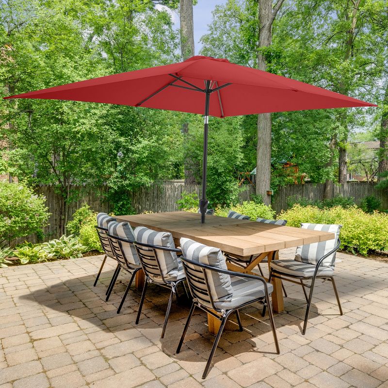 Pure Garden 10-ft Rectangular Patio Umbrella - Easy Crank Sun Shade with Push Button Tilt for Outdoor Furniture, Deck, Backyard, or Pool, 3 of 10
