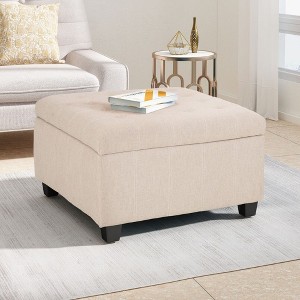 CAVINAS 31" Square Storage Ottoman Bench for Bedroom,Storage Bench with Button-Tufted Lid,Ottoman for Living Room,Entryway - 1 of 4