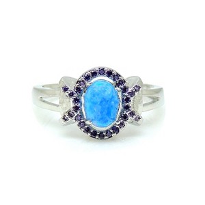 Cheyna Statement Ring Blue Fire Opal Purple CZ Ginger Lyne Collection - 1 of 4