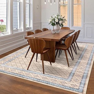 Acekool Machine Washable Area Rug, Geometric Low Pile Non Slip Soft Carpet for Living Room, Bedroom, Farmhouse - 1 of 4