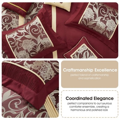 Burgundy and Gold King Microfiber Floral Comforter Set