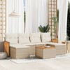 vidaXL 7 Piece Patio Sofa Set with Cushions Beige and Cream Poly Rattan - With Table - 2 of 4