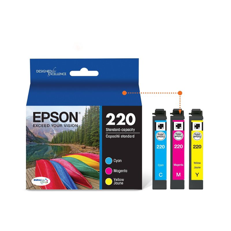 Epson 220 Single, 2pk, 3pk & 4pk Ink Cartridges - Black, Yellow, Magenta, Cyan, Multicolor, 3 of 10