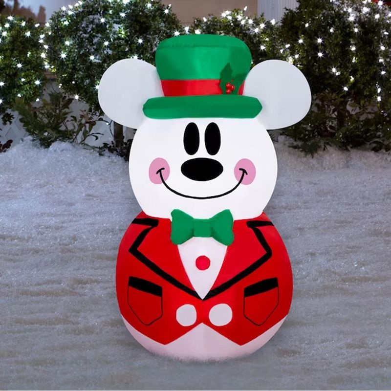 Gemmy Disney 3.5 FT Lighted Snowman Mickie Mouse Christmas Inflatable Decoration, 2 of 4