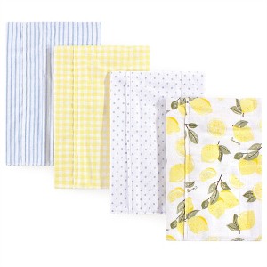 Hudson Baby Infant Girl Cotton Flannel Burp Cloths 4pk, Lemons, One Size - 1 of 3