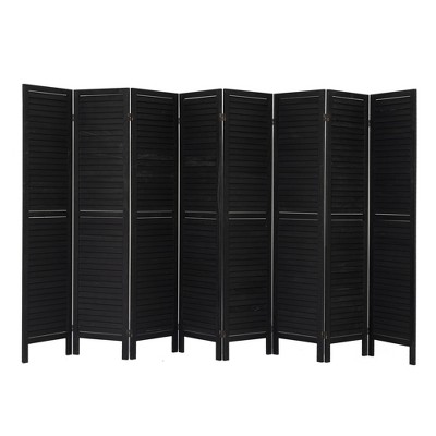 Gulches 8-Panel Black Louvered Partition, Versatile Room Divider
