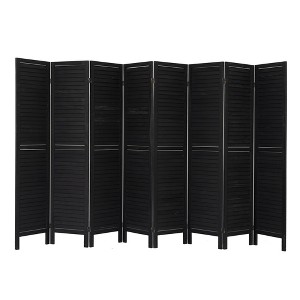 Gulches 8-Panel Black Louvered Partition, Versatile Room Divider - 1 of 4
