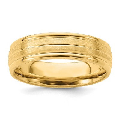 Black Bow Jewelry 6mm 14K White or Yellow Gold Heavy Grooved Edge Comfort Fit Band