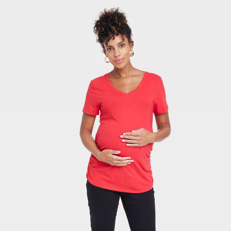 Short Sleeve V-Neck Maternity T-Shirt - Isabel Maternity by Ingrid & Isabel™, 1 of 4