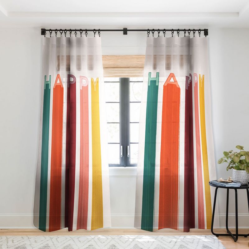Showmemars Happy Letters in Retro Colors Single Panel Sheer Window Curtain - Society 6, 1 of 7