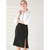 INSPIRE CHIC Women's Button Decor Elastic Waist Solid Color Skirt - 3 of 4