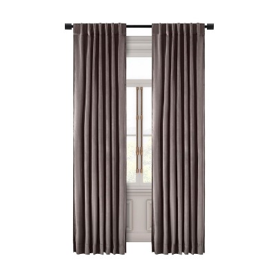 Mauve Velvet Blackout Pleated Window Panel with Rod Pocket