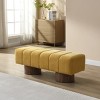 Upholstered Dining Bench With Wood Legs And Chenille Top, Versatile Entryway Or Bedroom Ottoman, No Assembly Needed-The Pop Home - 2 of 4