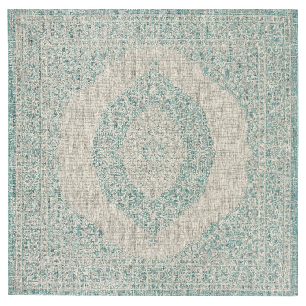 Abel 6'7in Round Indoor/Outdoor Rug Aqua - Safavieh