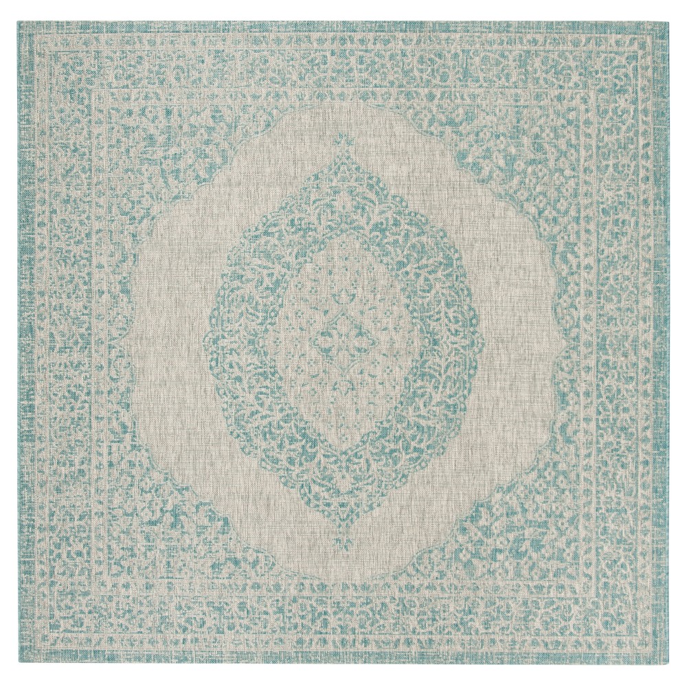 Abel 6'7in Round Indoor/Outdoor Rug Aqua - Safavieh