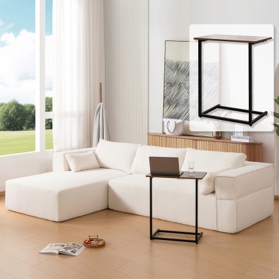 TIRAMISUBEST 112" Modular L Shape Sectional Sofa with Free Side Table Wrinkle-resistant Boucle Fabric Couch with Chaise