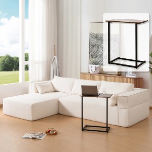 TIRAMISUBEST 112" Modular L Shape Sectional Sofa with Free Side Table Wrinkle-resistant Boucle Fabric Couch with Chaise - 1 of 4