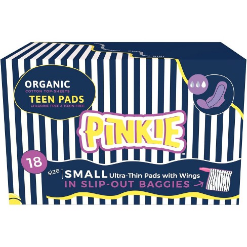 Pinkie Tween & Teen Ultra-thin Organic Topsheet Pads With Wings - Size  Small - 18ct : Target