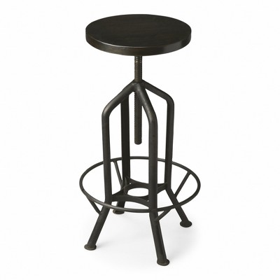 HomeRoots 39" Black Manufactured Wood and Iron Backless Swivel Bar Chair