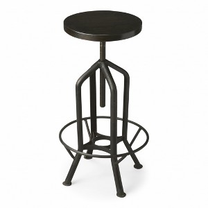 HomeRoots 39" Black Manufactured Wood and Iron Backless Swivel Bar Chair - 1 of 4