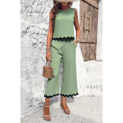 I am a Fashion Junky Two Pieces Printed Sleeveless Pockets Sets