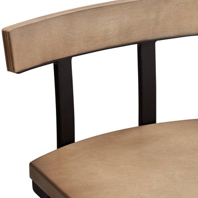 Bronze & Gray Adjustable Swivel Barstool with Wood Backrest