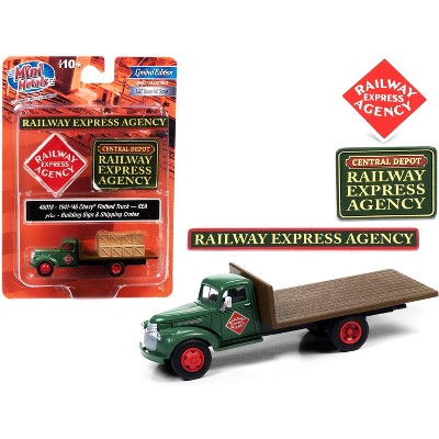 1941-1946 Chevrolet Flatbed Truck Green & Crates & Building Signs "Railway Express Agency" 1/87 (HO) Models Classic Metal Works