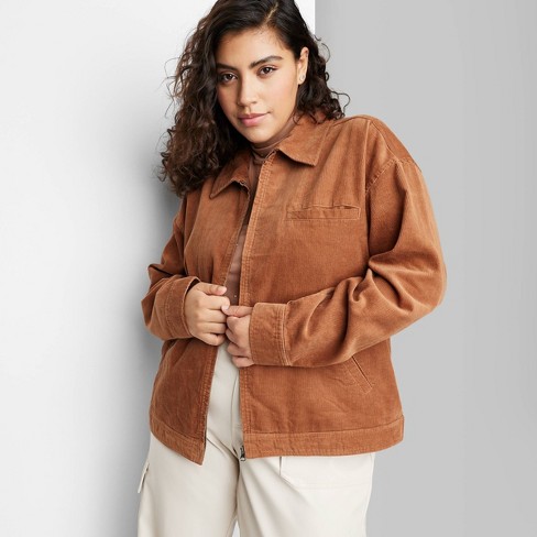 Women's Boxy Zip-up Cord Jacket - Wild Fable™ Rust 3x : Target